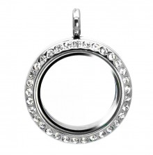 Medium Silver Locket With Crystals