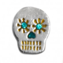 TEAL & YELLOW SUGAR SKULL CHARM